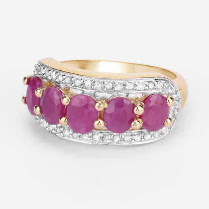 1.50 Ct Oval Pink Ruby & Diamond Prong Silver Five Stone Halo Ring
