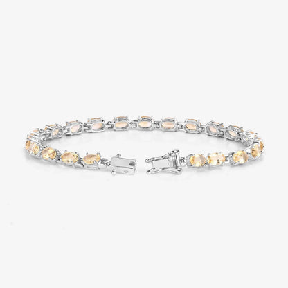 9.03 Ct Oval Yellow Citrine Prong Sterling Silver Tennis Bracelet