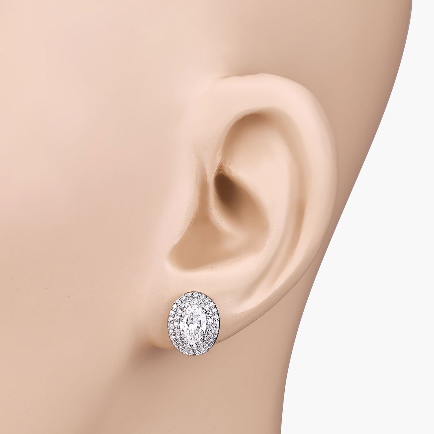1.32 Ct. Oval Lab Grown Diamond Prong Platinum Double Bridal Halo Stud Earrings
