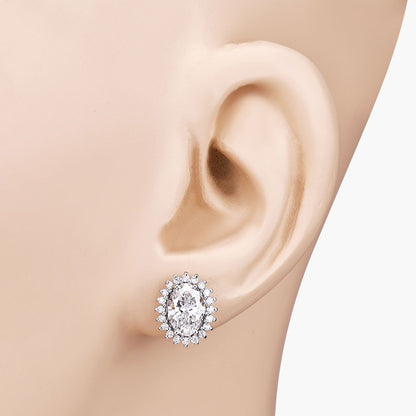 2.45 Ct Oval Lab Grown Diamond Prong Platinum Bridal Floral Stud Earrings