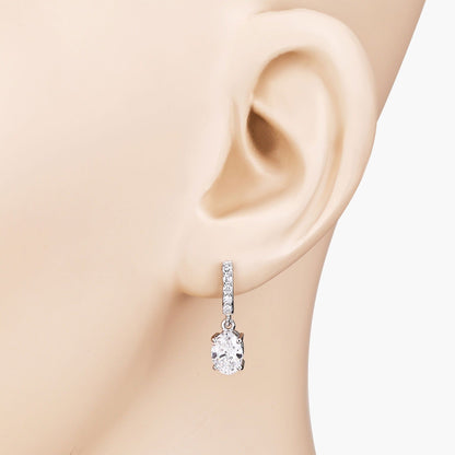 1.64 Ct Oval Lab Grown Diamond Prong Platinum Dangle Drop Bridal Earrings