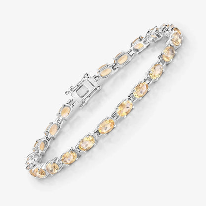 9.03 Ct Oval Yellow Citrine Prong Sterling Silver Tennis Bracelet