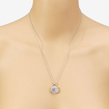 3.50 Ct Cushion Cut Lab Diamond Halo Bridal Platinum Pendant
