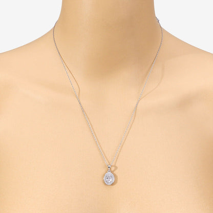 0.92 Ct Oval Lab Grown Diamond Platinum Double Halo Bridal Pendant