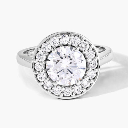 2.48 Ct Round Lab Grown Diamond Prong Platinum Halo Bridal Ring