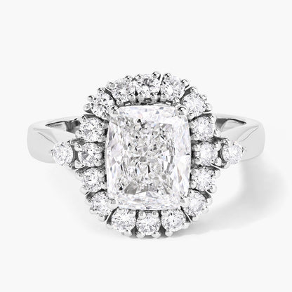 3.07 Ct Cushion Lab Grown Diamond Prong Platinum Halo Bridal Ring