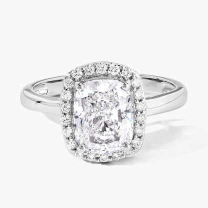 2.74 Ct Cushion Lab Grown Diamond Platinum Bridal Halo Ring