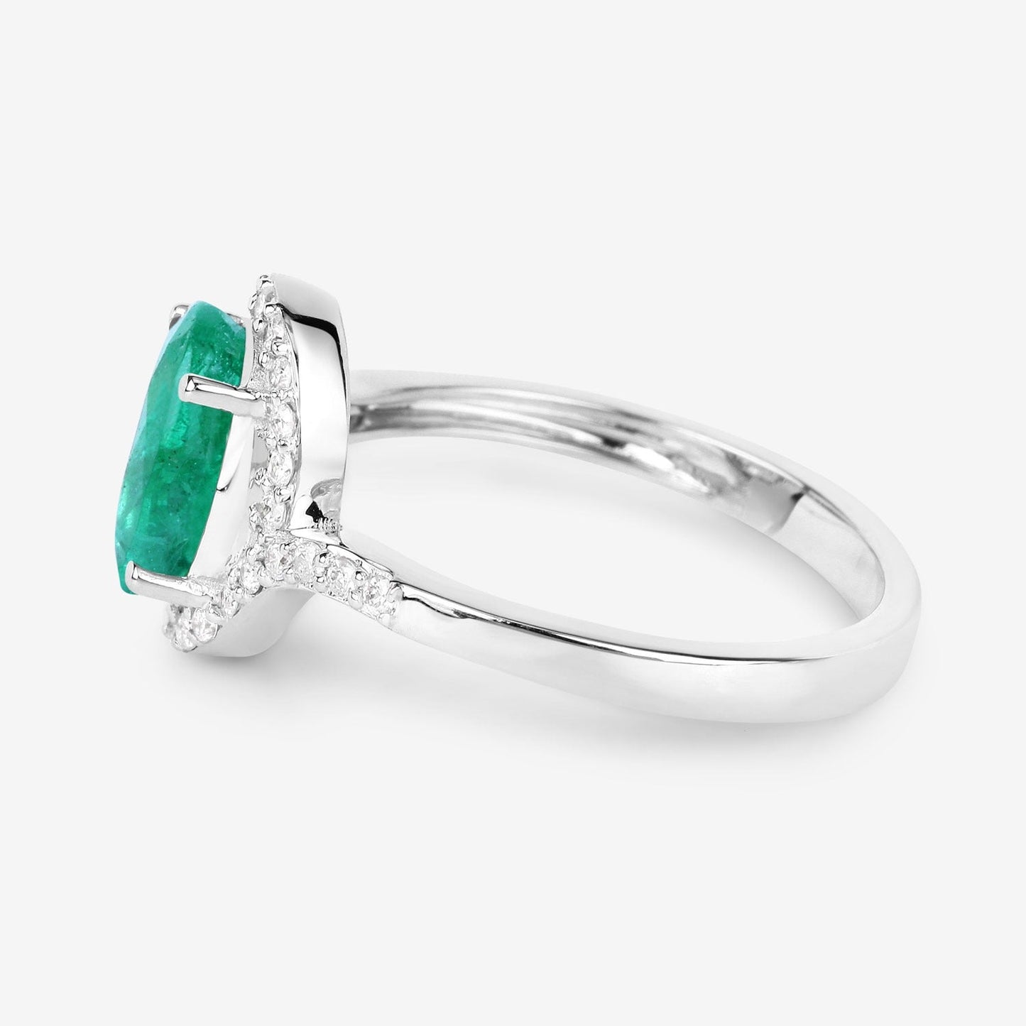 1.68 Ct Round Green Emerald & Diamond Prong 14k Gold Halo Pave Bypass Ring