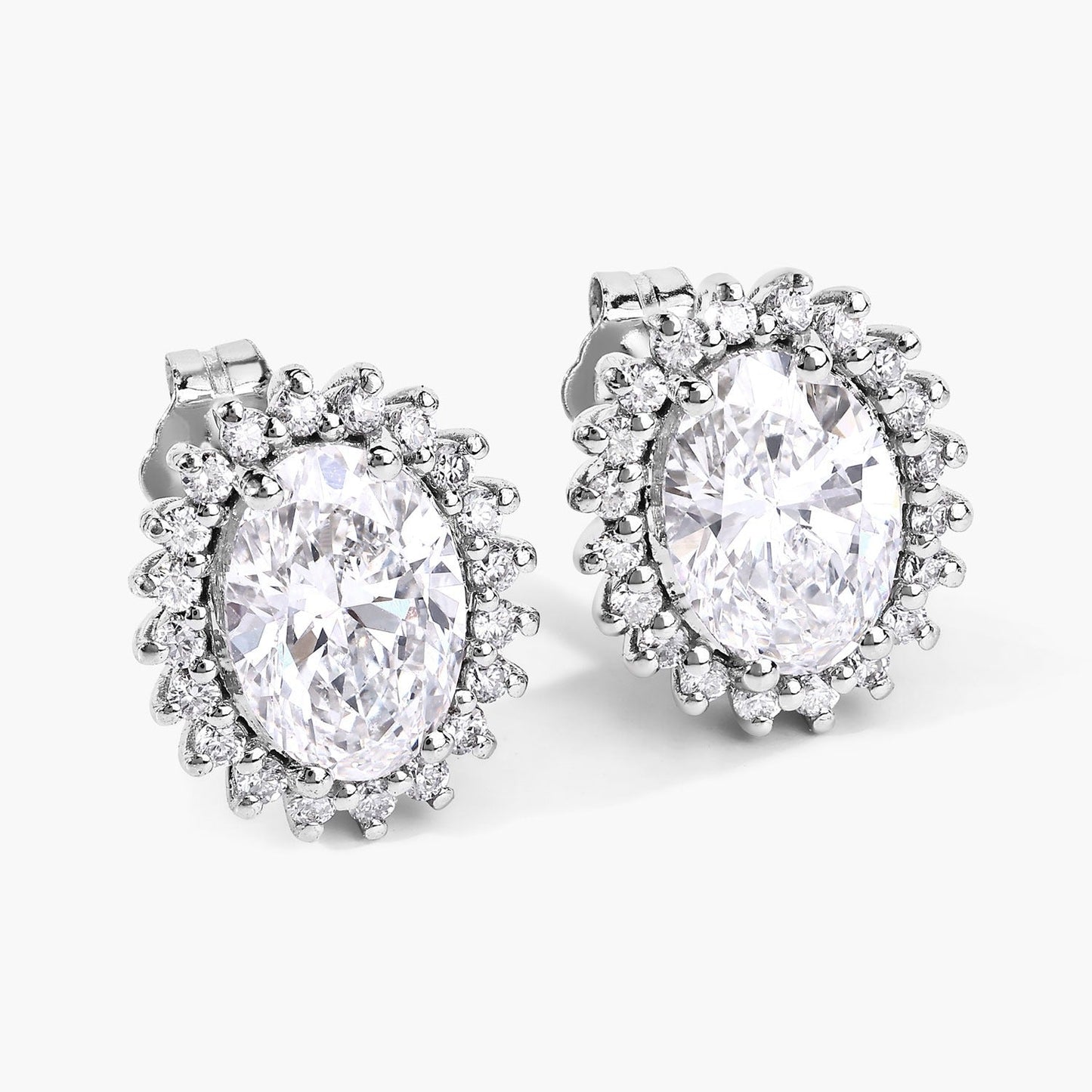2.45 Ct Oval Lab Grown Diamond Prong Platinum Bridal Floral Stud Earrings