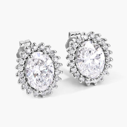 2.45 Ct Oval Lab Grown Diamond Prong Platinum Bridal Floral Stud Earrings