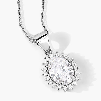 1.23 Ct Oval Lab Diamond Prong Platinum Floral Bridal Halo Pendant