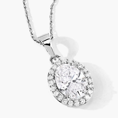 1.82 Ct Lab Grown Diamond Platinum Oval Halo Bridal Pendant