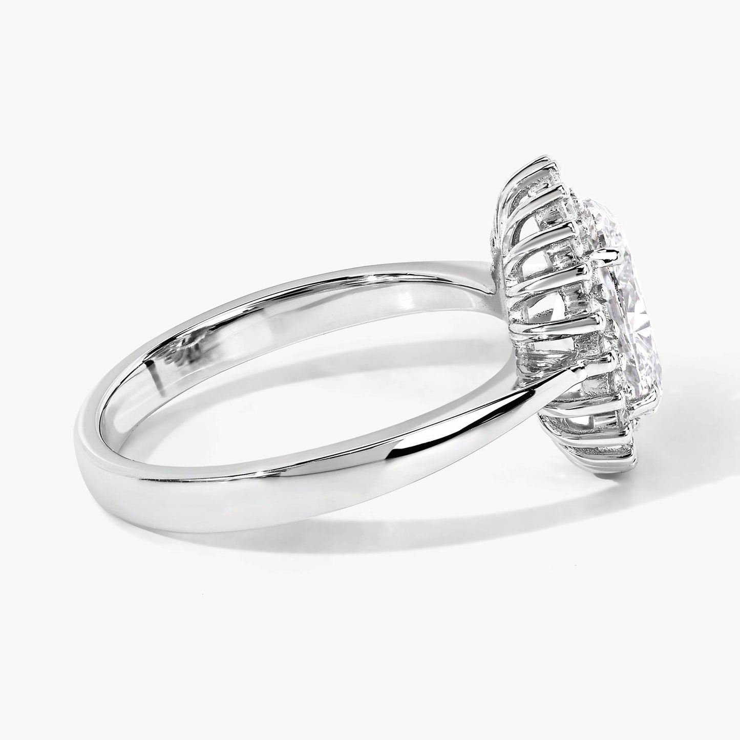 Oval Lab Diamond Prong Platinum Bridal Floral Halo Ring
