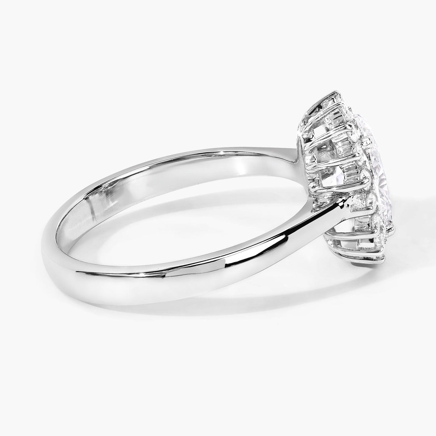 1.28 Ct Oval Lab Diamond Platinum Halo Bridal Floral Ring