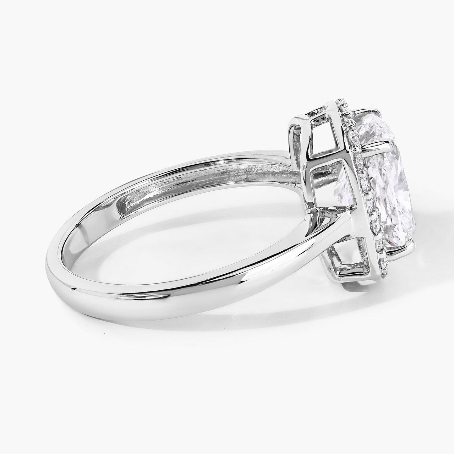 2.74 Ct Cushion Lab Grown Diamond Prong Platinum Bridal Halo Ring