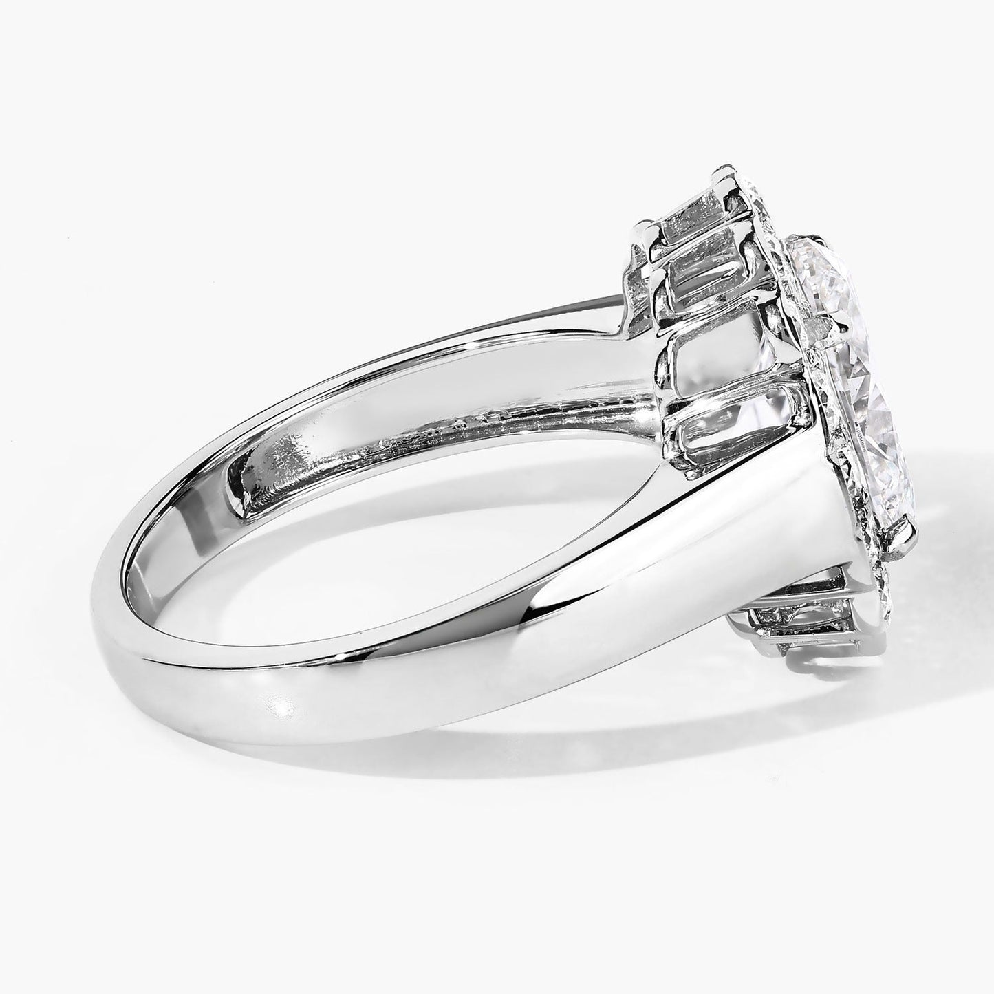 2.48 Ct Oval Lab Grown Diamond Prong Platinum Floral Halo Bridal Ring