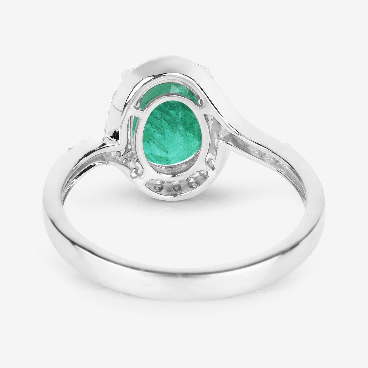 1.68 Ct Round Green Emerald & Diamond Prong 14k Gold Halo Pave Bypass Ring