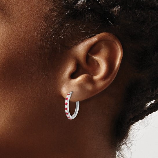 14k White Gold Lab Grown Diamond Hinged Hoop Earrings