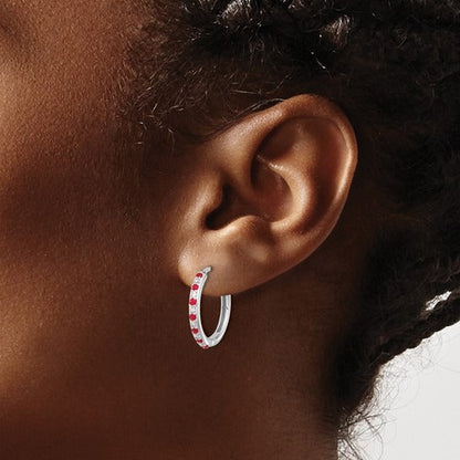 14k White Gold Lab Grown Diamond Hinged Hoop Earrings