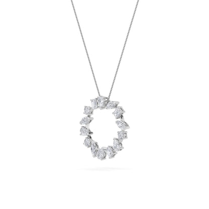 3.0 Ctw Multi-Shape (F/VS) Lab Grown Diamond Prong 14K White Gold Open Circle Pendant Necklace
