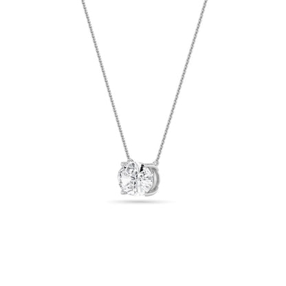 Oval F/VS Lab Grown Diamond Prong 14K White Gold East West Solitaire Pendant Necklace