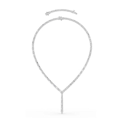 28.0 Ct Multi-Shape (F/VS) Lab Grown Diamond Prong 14K White Gold Classic Eternity Tennis Necklace