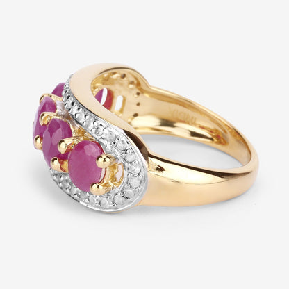 1.50 Ct Oval Pink Ruby & Diamond Prong Silver Five Stone Halo Ring