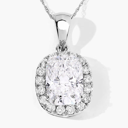4.58 Ct Cushion Lab Grown Diamond Prong Platinum Bridal Halo Pendant