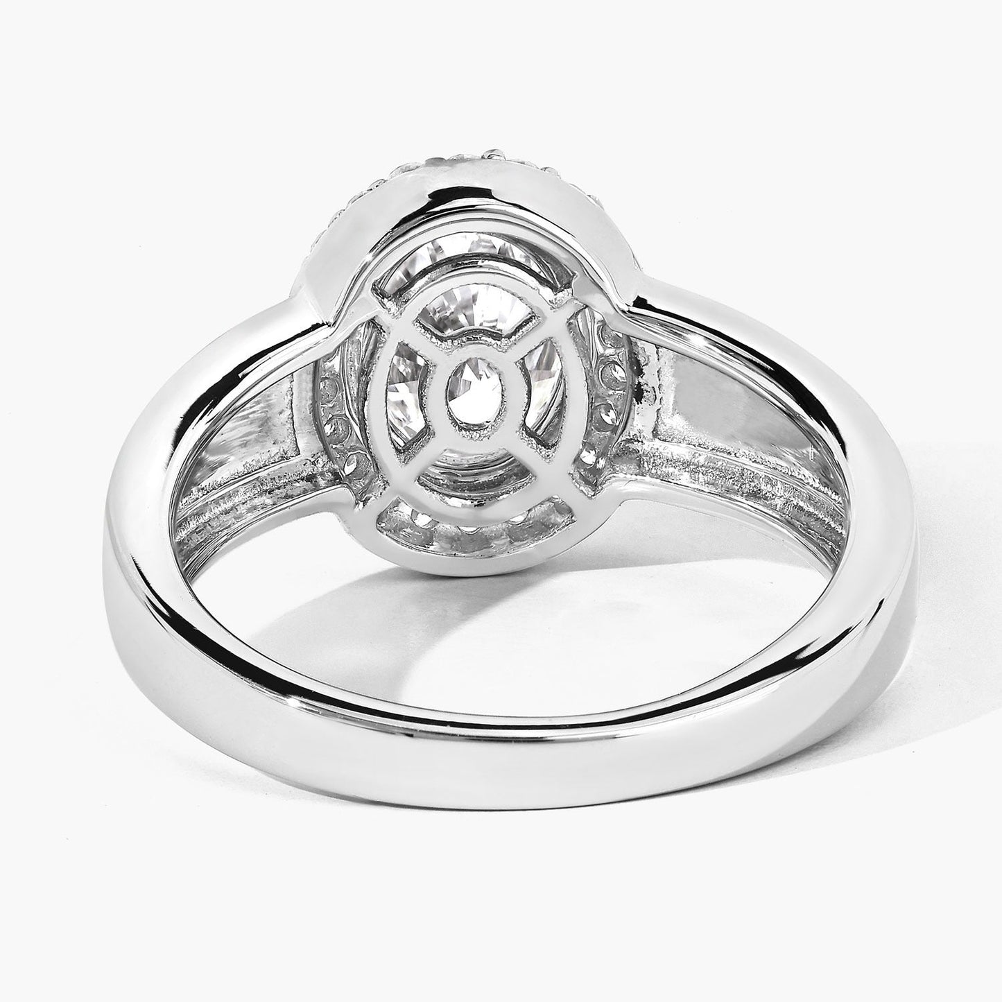 1.80 Ct Oval Lab Grown Diamond Thick Band Platinum Halo Bridal Ring