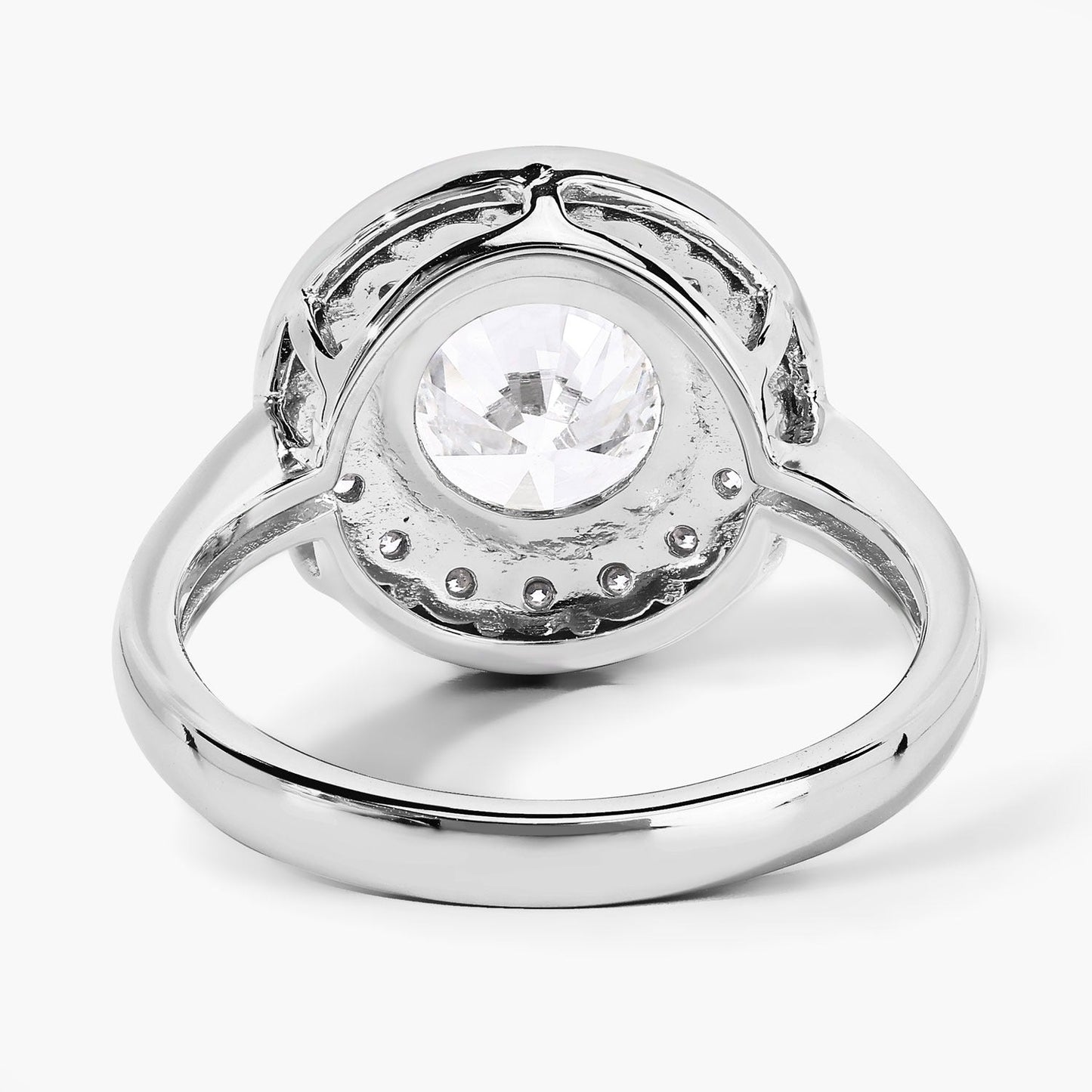 2.48 Ct Round Lab Grown Diamond Prong Platinum Halo Bridal Ring