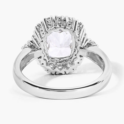3.07 Ct Cushion Lab Grown Diamond Prong Platinum Halo Bridal Ring