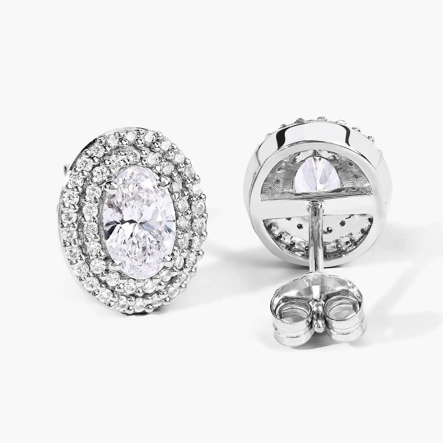 1.32 Ct. Oval Lab Grown Diamond Prong Platinum Double Bridal Halo Stud Earrings