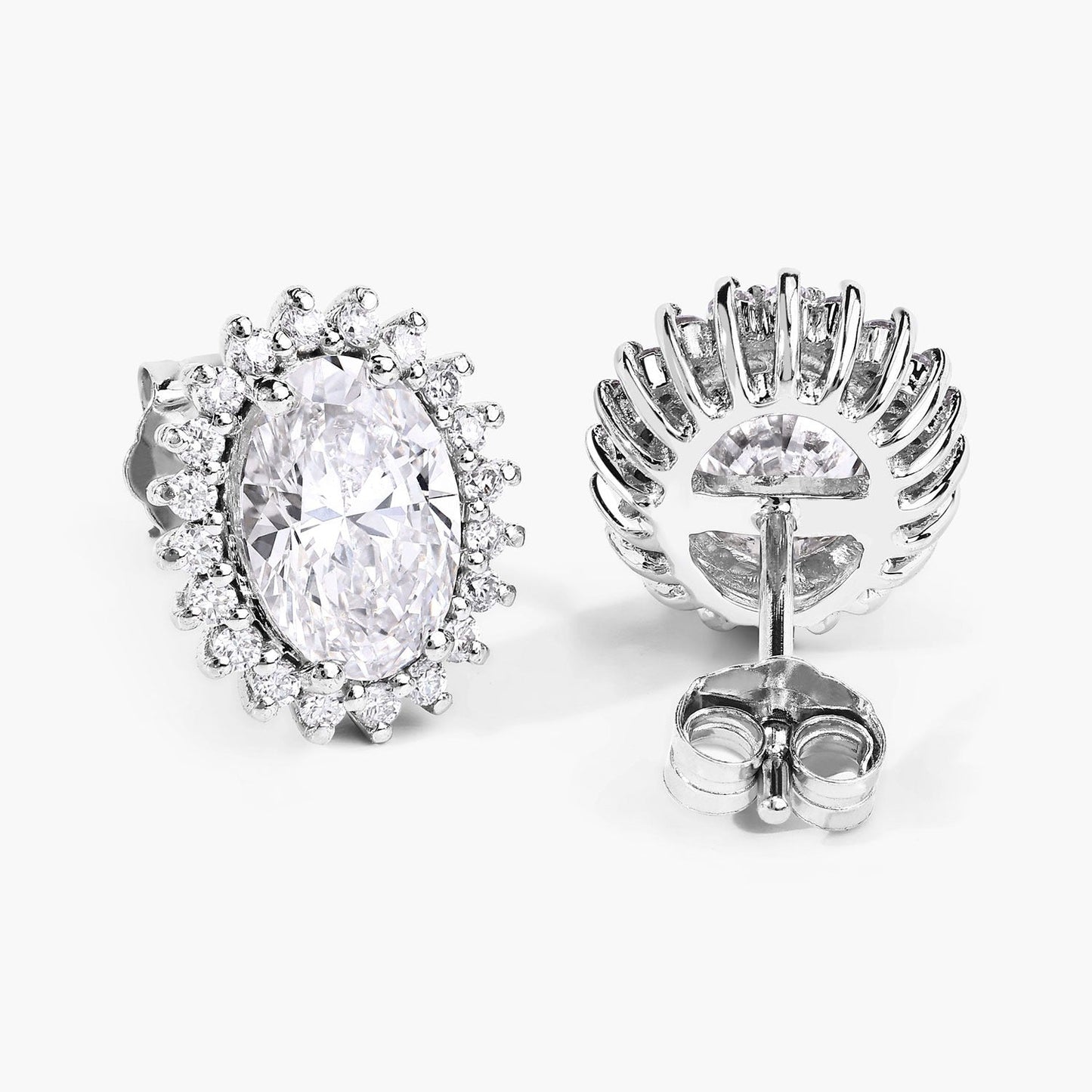 2.45 Ct Oval Lab Grown Diamond Prong Platinum Bridal Stud Earrings