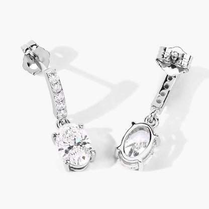 1.64 Ct Oval Lab Grown Diamond Prong Platinum Dangle Drop Bridal Earrings