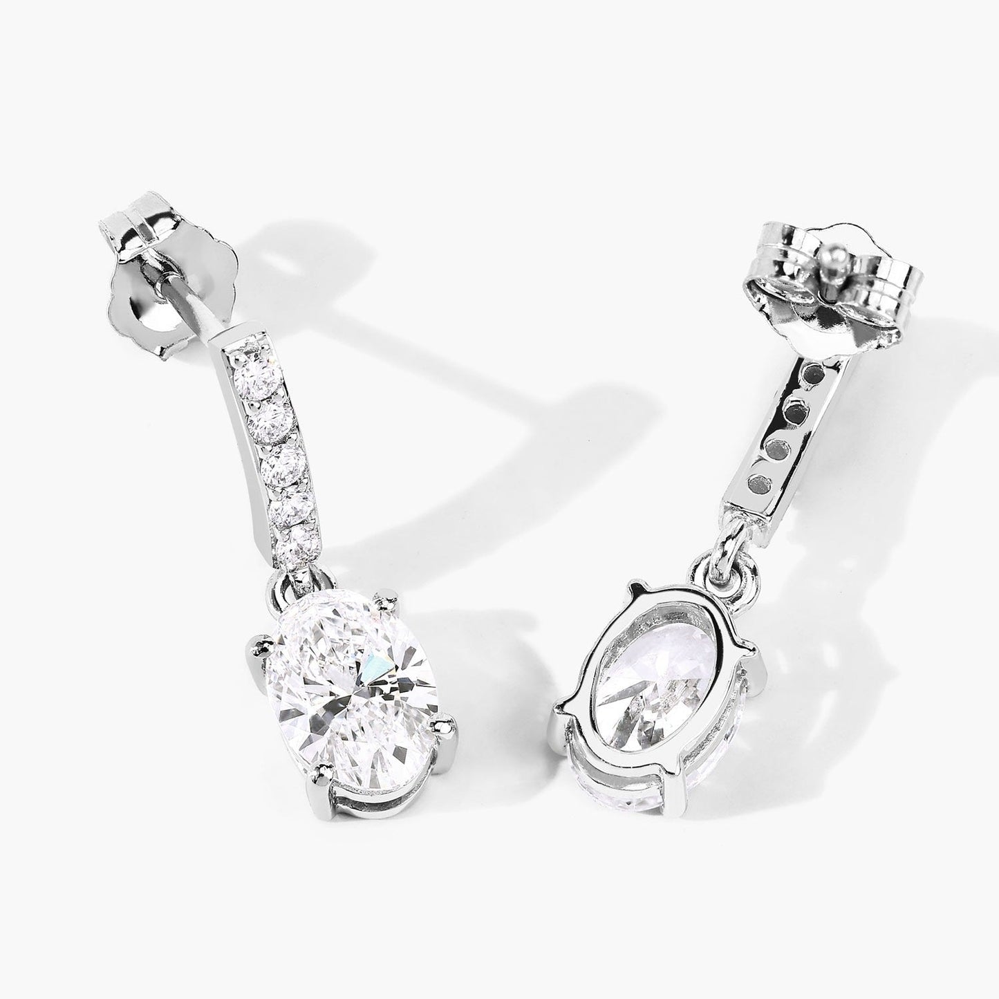 1.64 Ct Oval Lab Grown Diamond Prong Platinum Dangle Drop Bridal Earrings