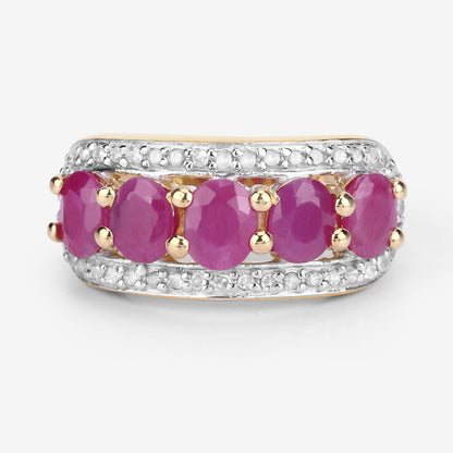 1.50 Ct Oval Pink Ruby & Diamond Prong Silver Five Stone Halo Ring