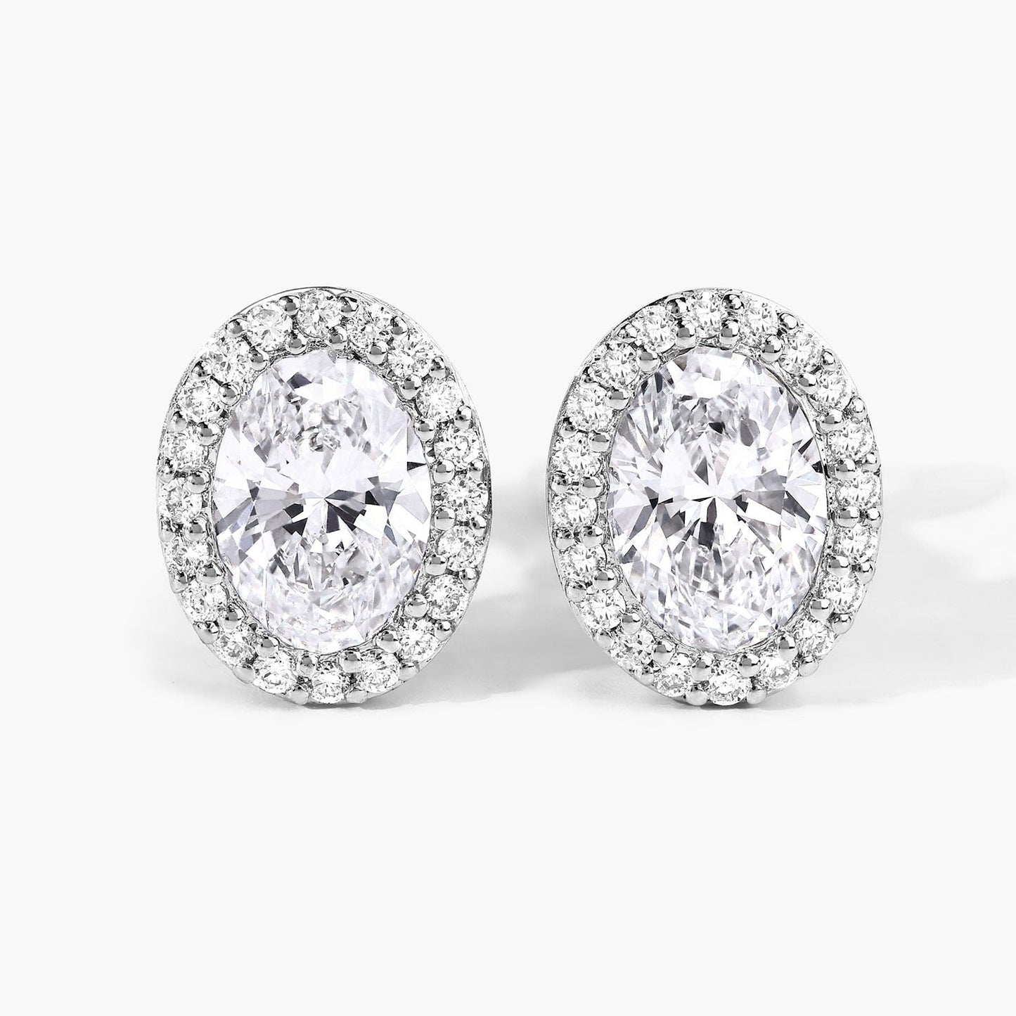 1.76 Ct Oval Lab Grown Diamond Prong Platinum Bridal Halo Stud Earrings