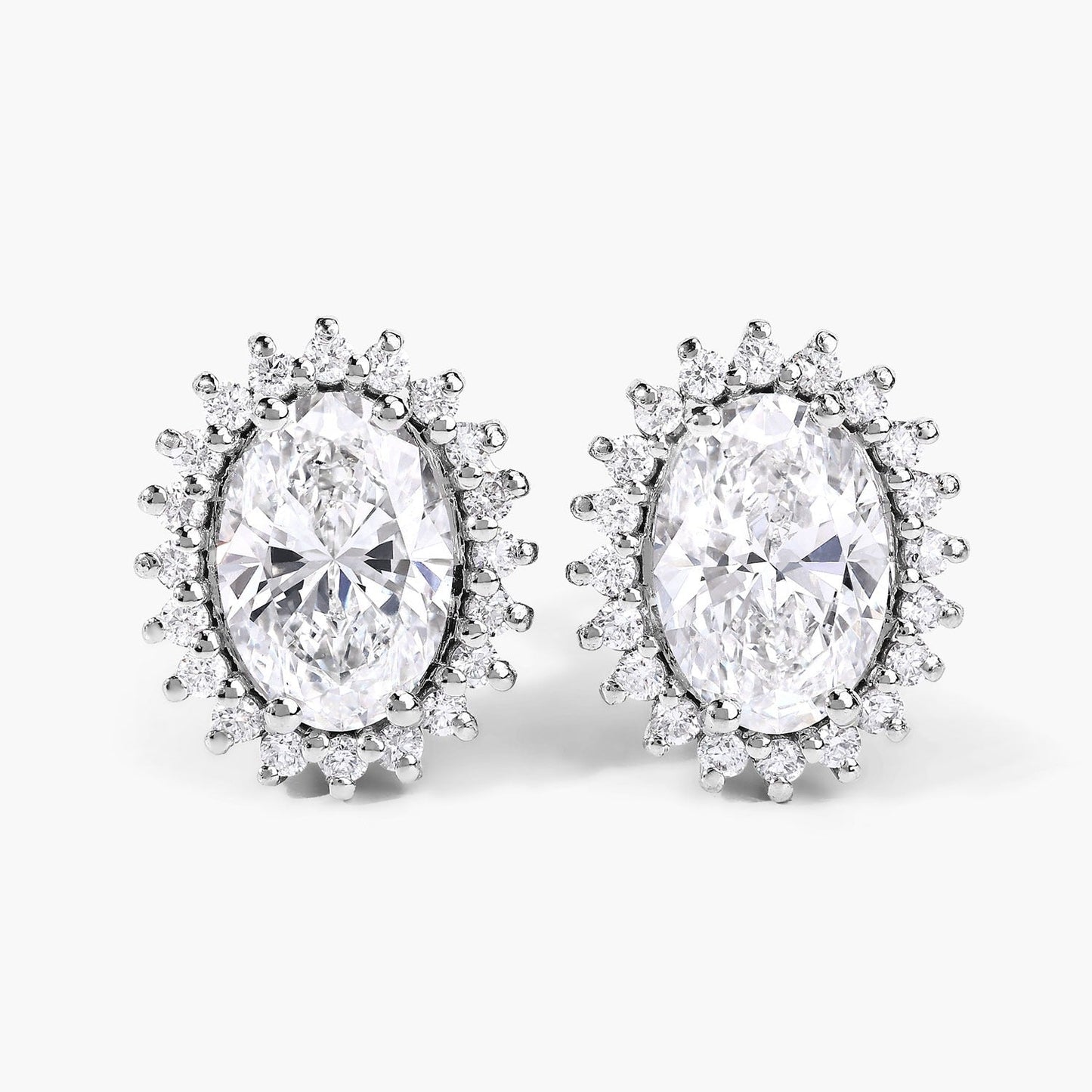 2.45 Ct Oval Lab Grown Diamond Prong Platinum Bridal Floral Stud Earrings