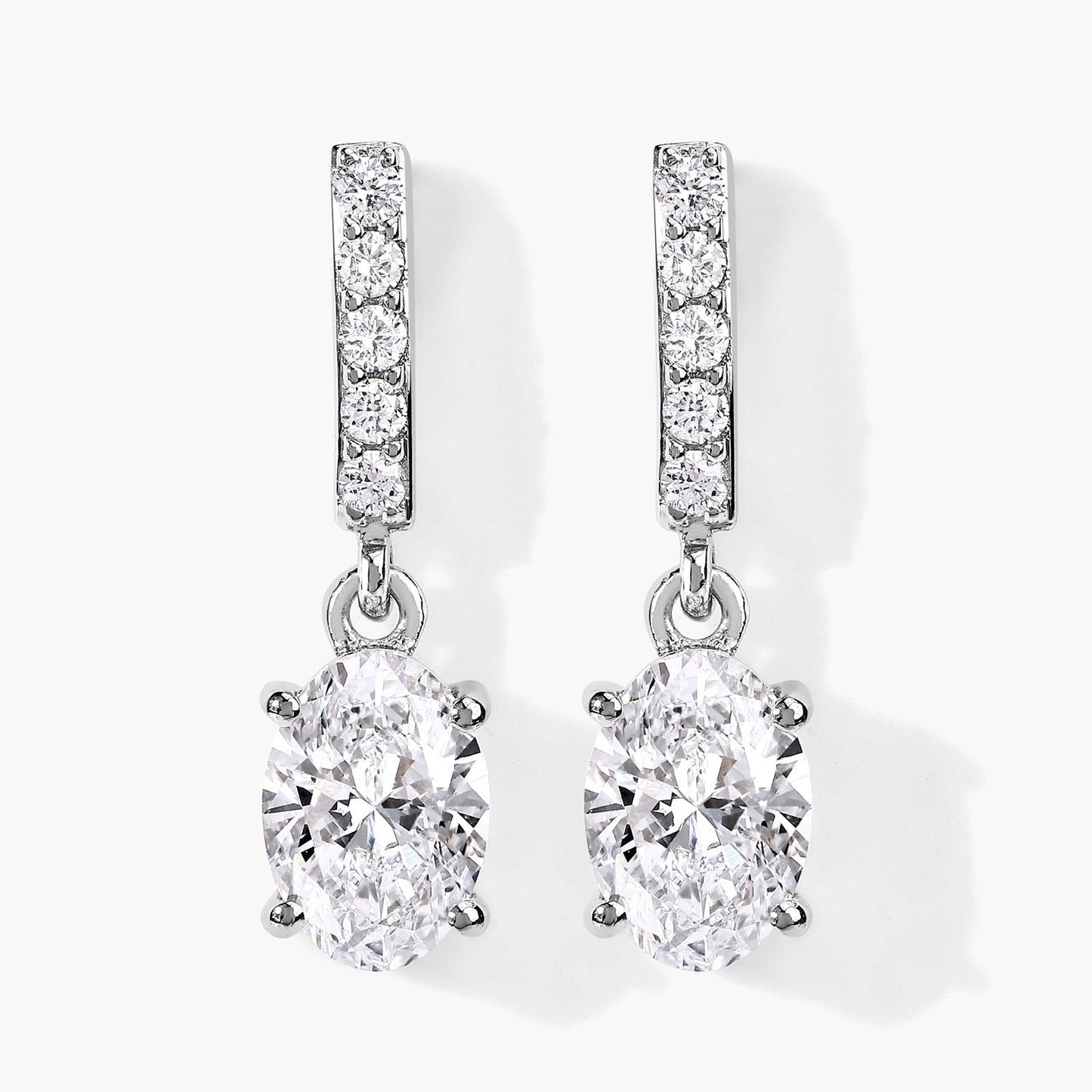 1.64 Ct Oval Lab Grown Diamond Prong Platinum Dangle Drop Bridal Earrings