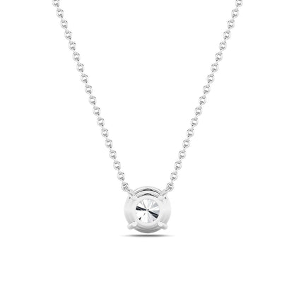 Round Lab Grown Diamond Prong 14k White Gold Solitaire Pendant Necklace