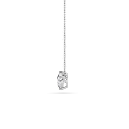 Pear Lab Grown Diamond (F/VS) Prong 14K White Gold East West Solitaire Cable Chain Necklace