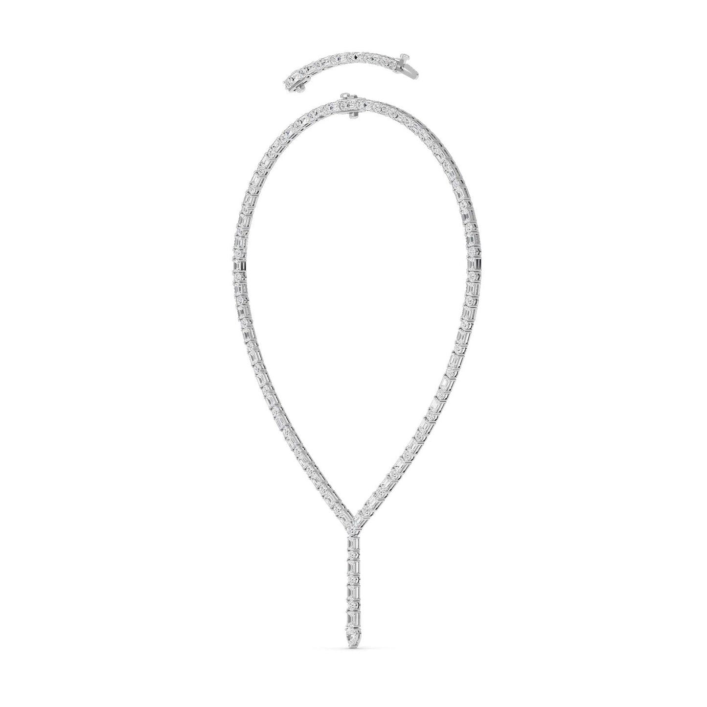 28.0 Ct Multi-Shape (F/VS) Lab Grown Diamond Prong 14K White Gold Classic Eternity Tennis Necklace