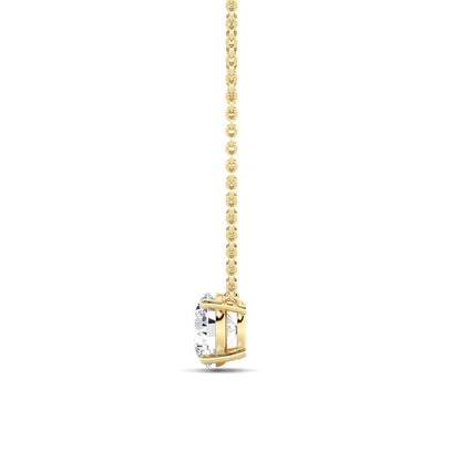 Round Lab Grown Diamond Prong 14k Yellow Gold Solitaire Pendant Necklace