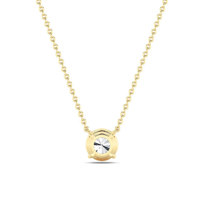 Round Lab Grown Diamond Prong 14k Yellow Gold Solitaire Pendant Necklace
