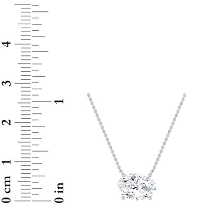 Oval F/VS Lab Grown Diamond Prong 14K White Gold East West Solitaire Pendant Necklace