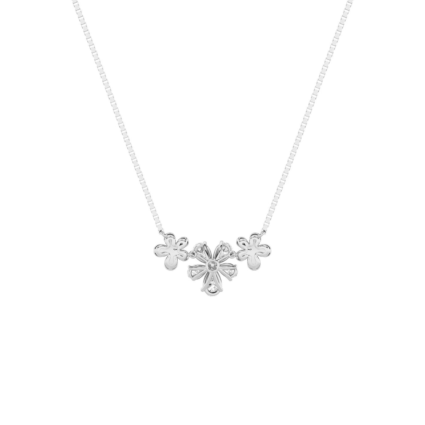 2.0 Ct Pear (F/VS) Lab Grown Diamond Prong 10K White Gold Fancy Floral Pendant Necklace