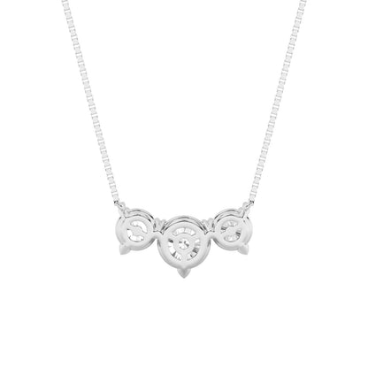 2 Ct Round (F/VS) Lab Grown Diamond Prong 14K White Gold Three-Stone Past Present Future Pendant Necklace