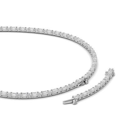28.0 Ct Multi-Shape (F/VS) Lab Grown Diamond Prong 14K White Gold Classic Eternity Tennis Necklace
