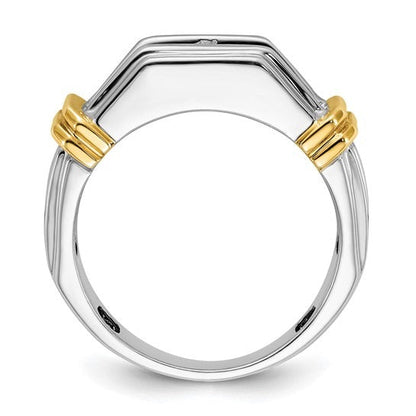 14k Two-tone 1 ct Lab Grown Diamond Five Stone Grooved Men's Ring