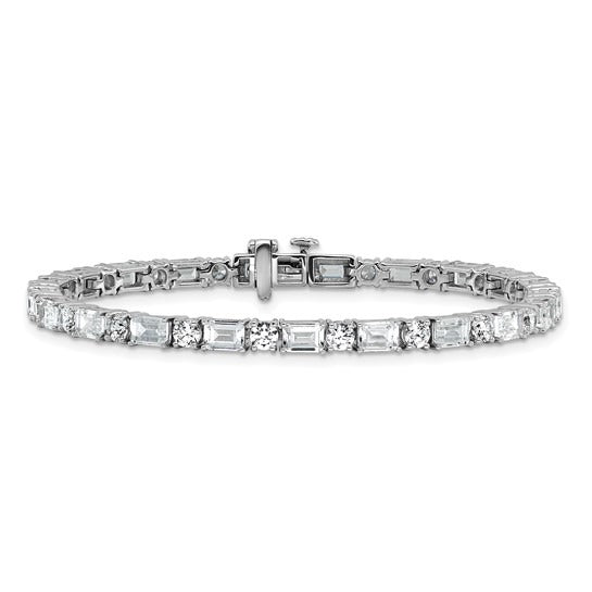 14K Gold Lab Grown Diamond Round and Emerald Tennis Bracelet 10 Ct